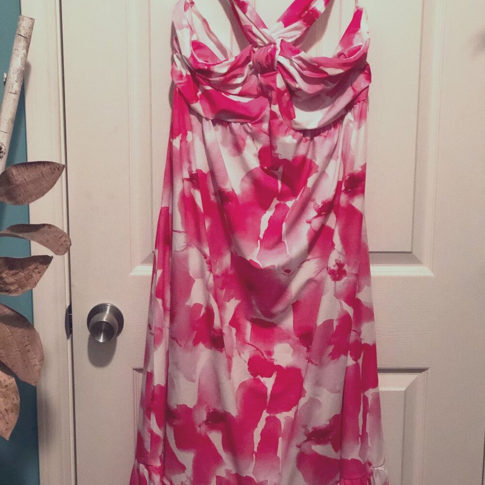 Beautiful pink and white maxi sundress Size 2X by Grace Karin